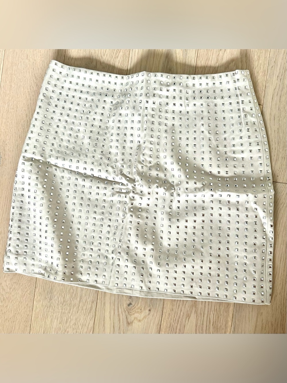 H&M White Mini Skirt with Silver Studs